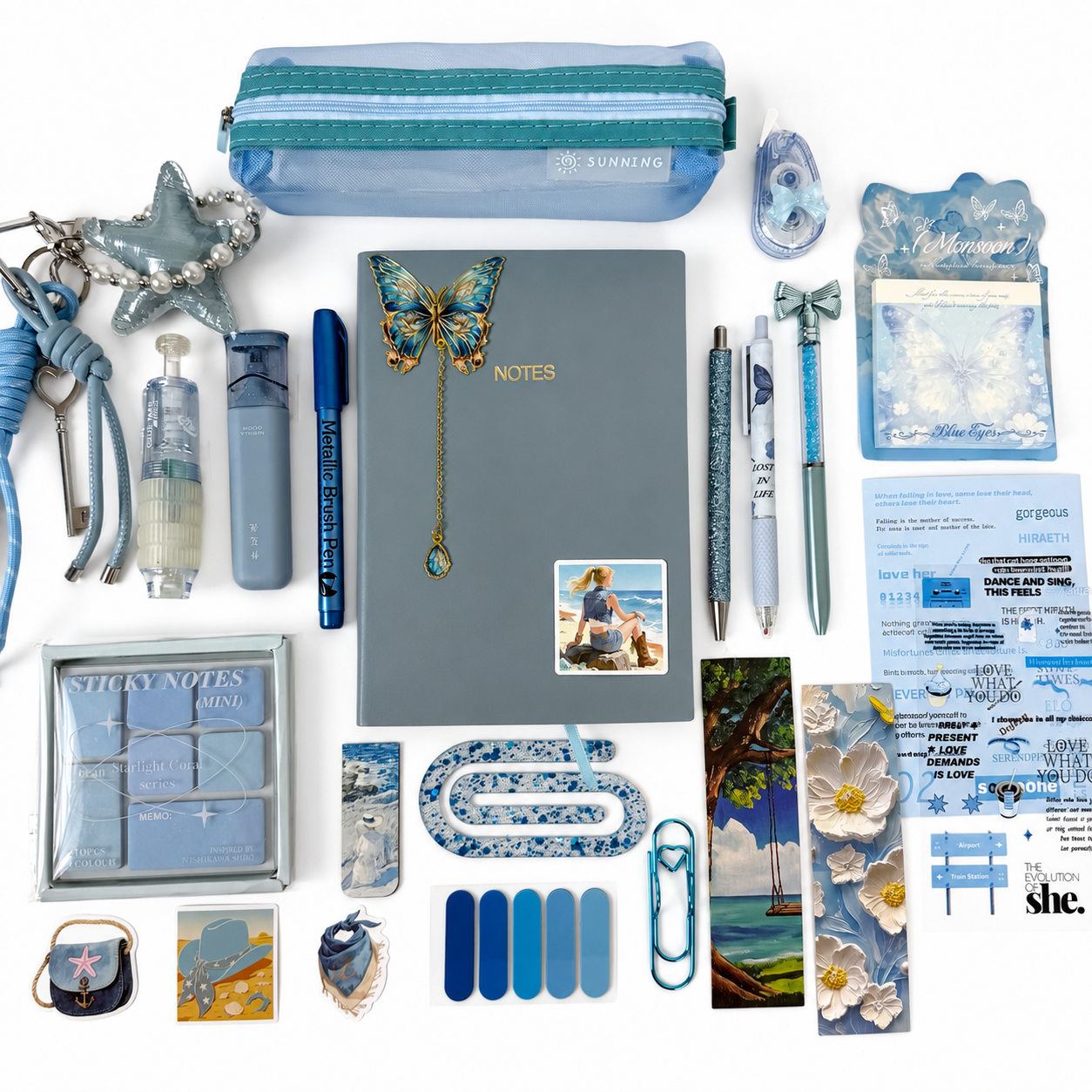 Soft Sky Blue Bouquet Set